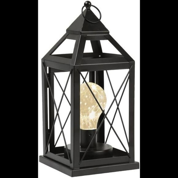 Lantern Metal Cage Style Desk, Table, or Hanging Lamp - Cordless Accent Light - Picture 3 of 6